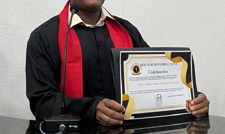 Sérgio Augusto, policial penal e comunicador, é homenageado com Título de Doutor Honoris Causa em Feira