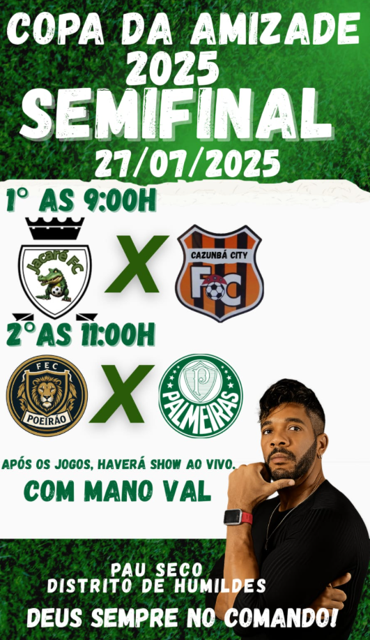 Copa da Amizade agita a Fazenda Pau Seco com semifinais e show de Mano Val