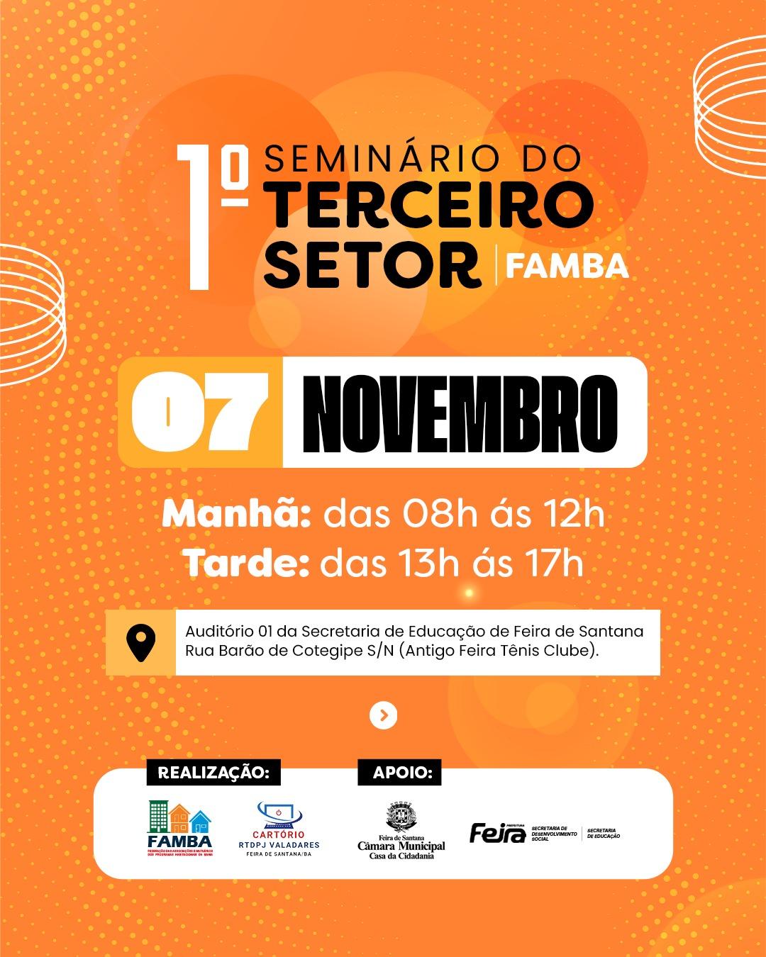 Evento promovido pela FAMBA vai orientar associações de Feira de Santana sobre captação de recursos públicos