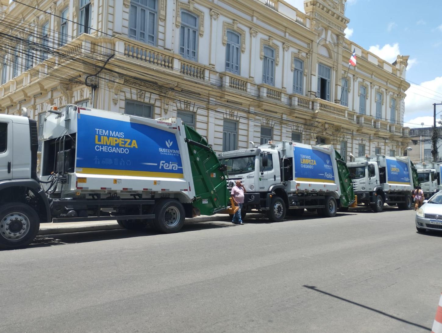 Feira de Santana recebe sete novos caminhões compactadores para reforçar coleta de lixo