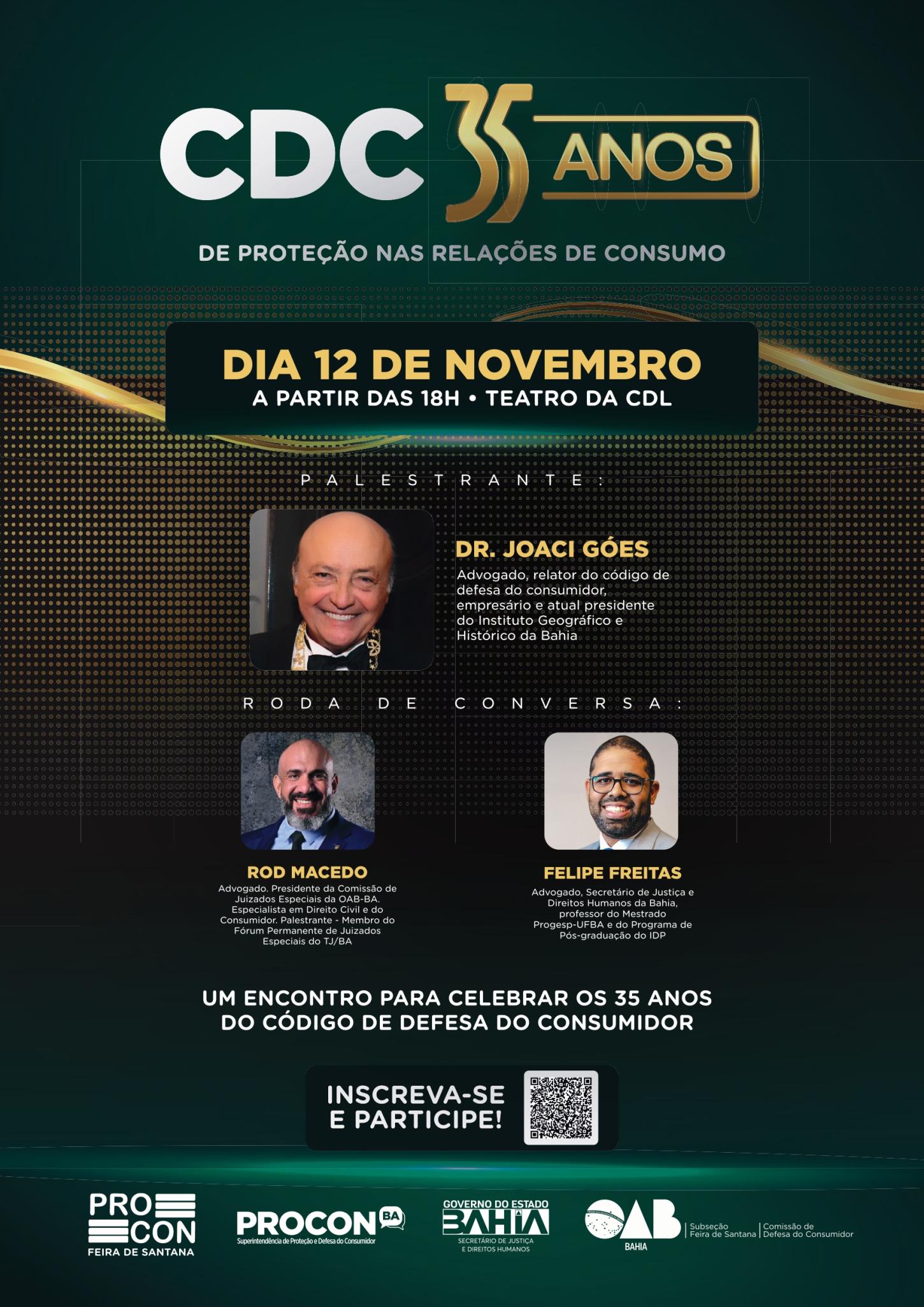Procon Feira realiza evento pelos 35 anos do Código de Defesa do Consumidor nesta quarta (hoje), às 18h