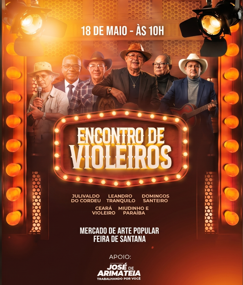 Mercado de Arte Popular de Feira de Santana sedia Encontro de Violeiros nesta segunda-feira (18)